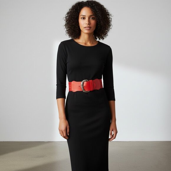 Diesel Women's Vintage Dark Red Braided Elastic Belt - Picture 4 of 12